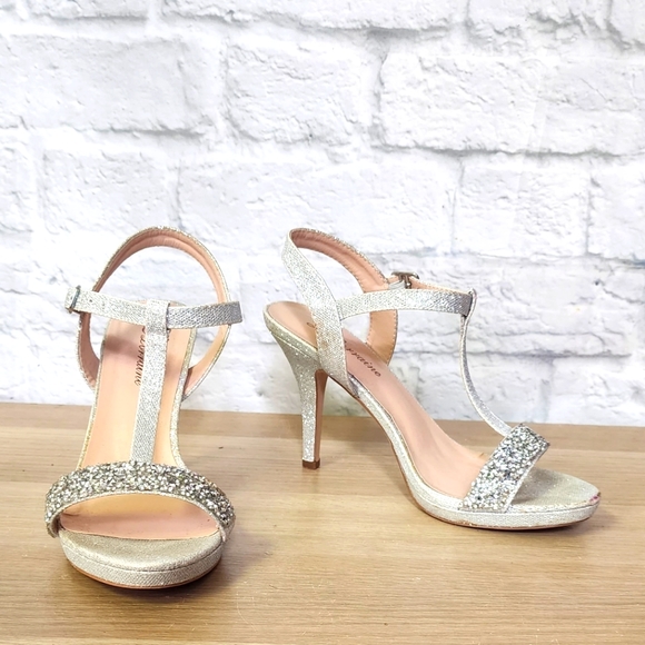 Rachel Silver sparkly Strappy Highheal party shoes size 7.5 - Picture 1 of 5
